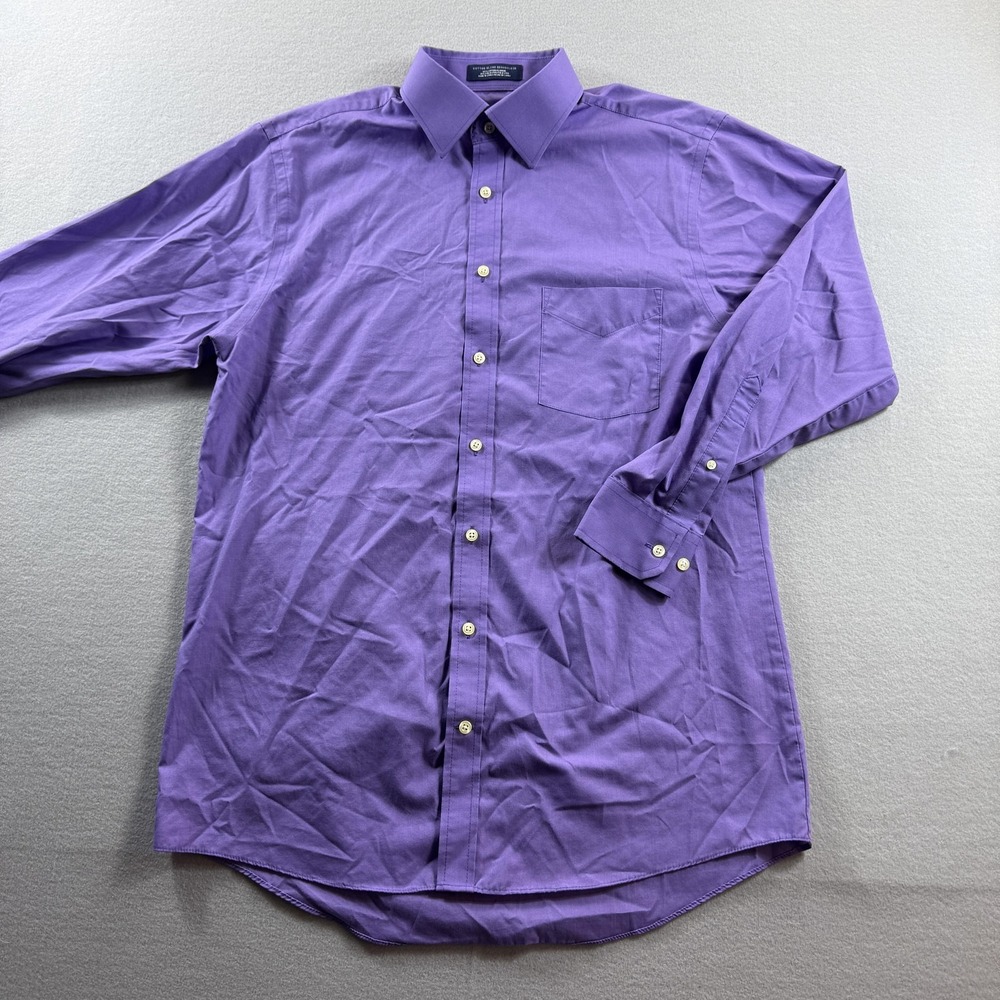 Stafford Dress Shirt Mens 15.5 32/33 Purple Regular Fit Long Sleeve Cotton Blend